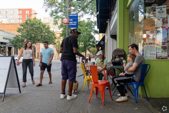 Meet up with neighbors in downtown Columbia, only a few miles from Green Meadows.