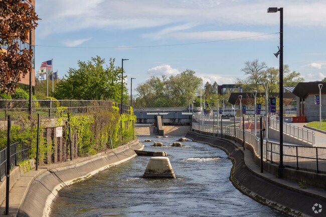 The East Race Waterway is a rafting course along the St. Joseph River in Howard Park-East Bank.
