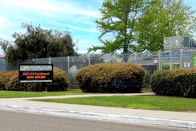 Sign of Torrey Pines Elementary School in La Jolla Heights