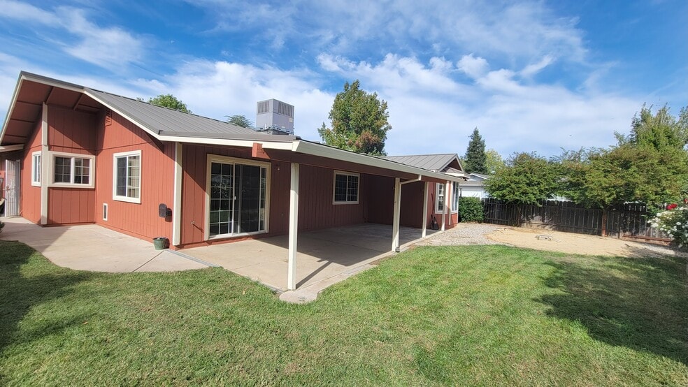 Backyard with covered porch