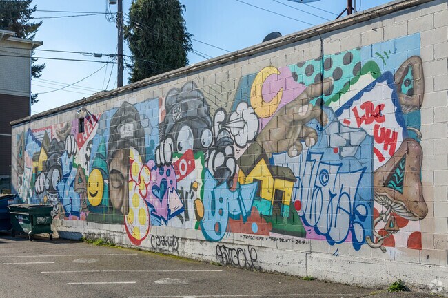 A variety of street art such as graffiti can be found along the streets of Downtown Burien.