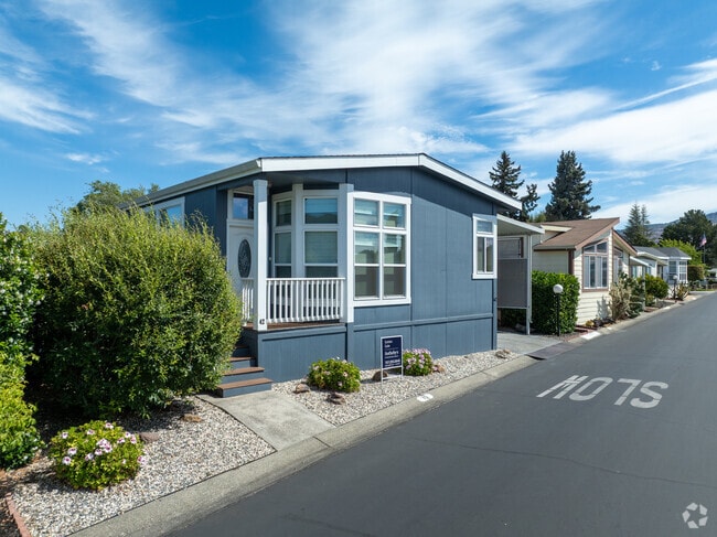 Manufactured homes are placed on Yountville's safe streets with tasteful finishes.