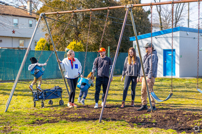 Meet up with friends and push the kids on swings at Dermond Recreation Center.