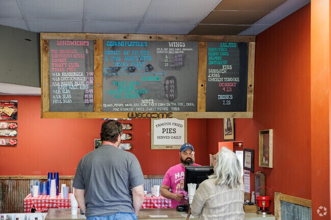 Locals from Bissett enjoy lunch at Bubba's BBQ.
