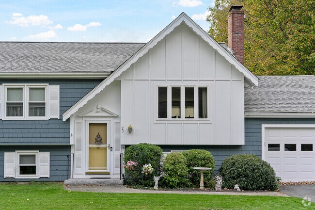 This split-level home has a unique architectural design.