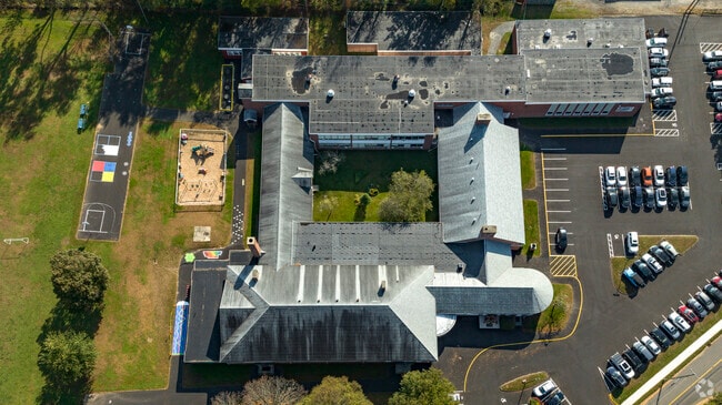 Mitchell Elementary School center courtyard and rear play spaces
