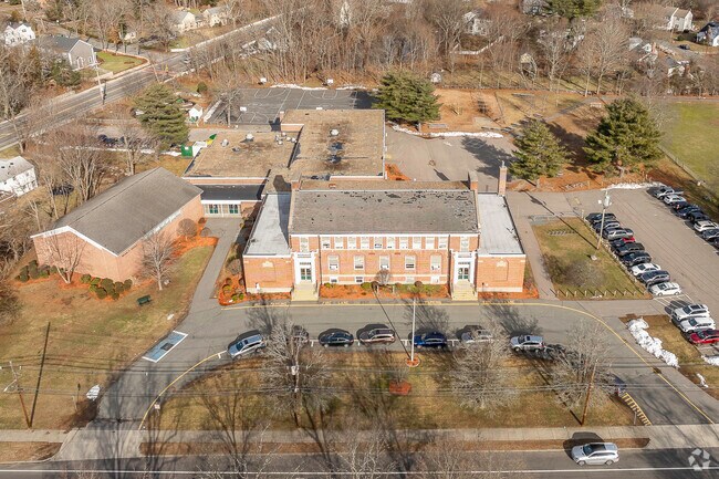 An aerial view of William E Sheehan in Westwood, MA.