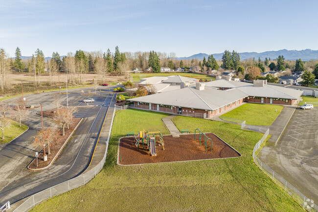 Foothills Elementary School from above showing off its greenspace.