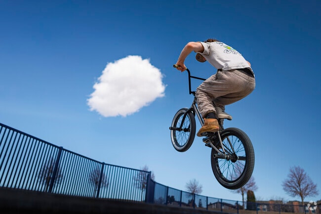 Visitors can touch the sky in the inviting, quiet Horseshoe Park in Aurora, Colorado.