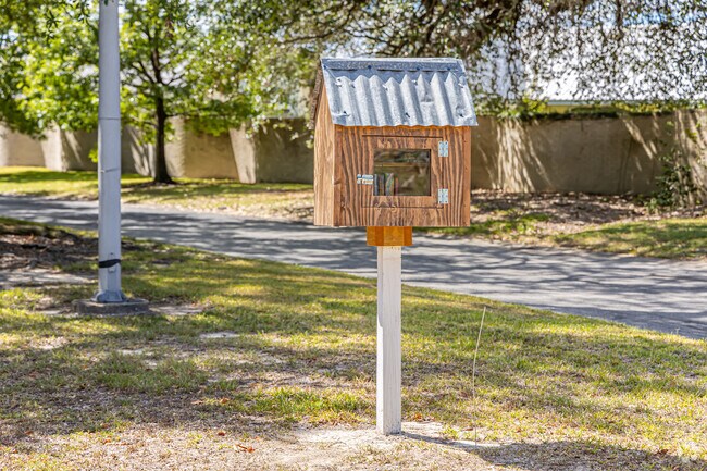 A Little Free Library in Lobdell-Wooddale encourages community reading.