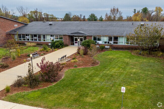 The main entrance to the  Loella F. Dewing Elementary School in Tewksbury, MA.