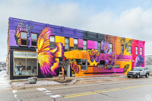 The Benton Harbor Arts District has some colorful murals displayed on historic buildings.