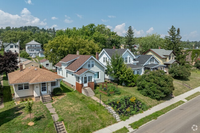 Rows of homes are often elevated from the roads throughout East Hillside.