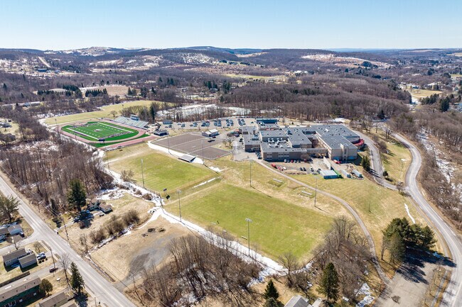 Cortland Junior Senior High school has several sports fields and activity areas for students.