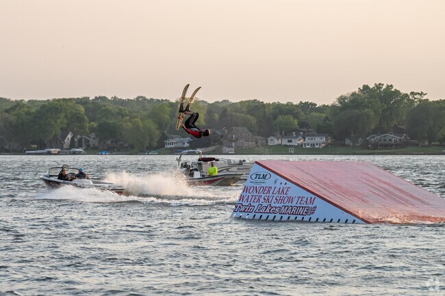 The Wonder Lake Water Ski Show Team brings high-speed stunts to the lake every weekend.
