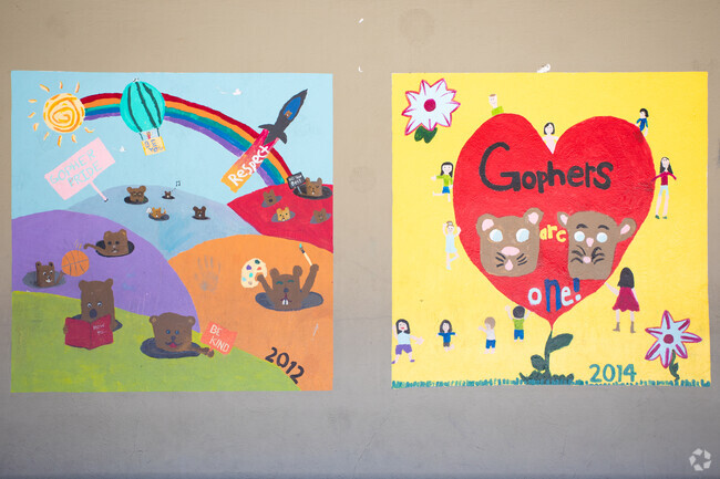 Glorietta Elementary students help decorate their Orinda school with personal touches.