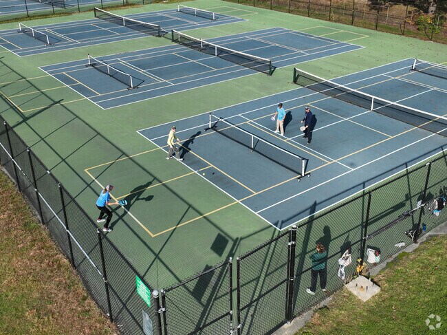 Residents love playing a game of pickleball in the Deering Oaks Park.