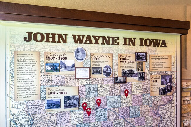 Visitors to Winterset's John Wayne Birthplace Museum will learn about his extensive connections to the state of Iowa.
