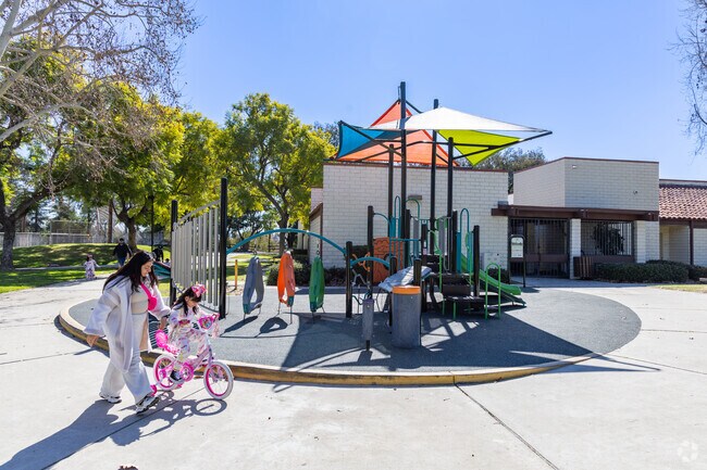 Shadow Oak park in Woodside has a colorful playground among many other amenities.