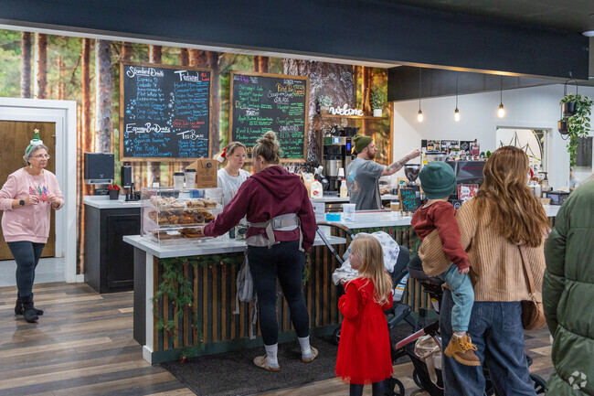 The Bridge Coffee & Community is very popular minutes from the Appletree Hill neighborhood.