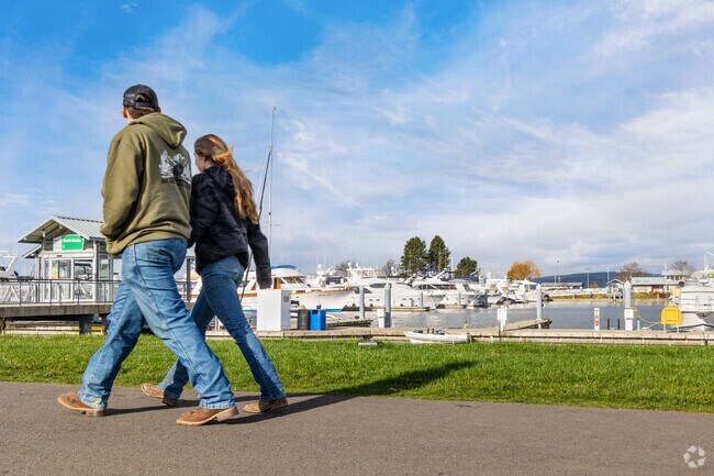 Couples enjoy strolling together near the 10th St Marine Park in Northwest Everett.