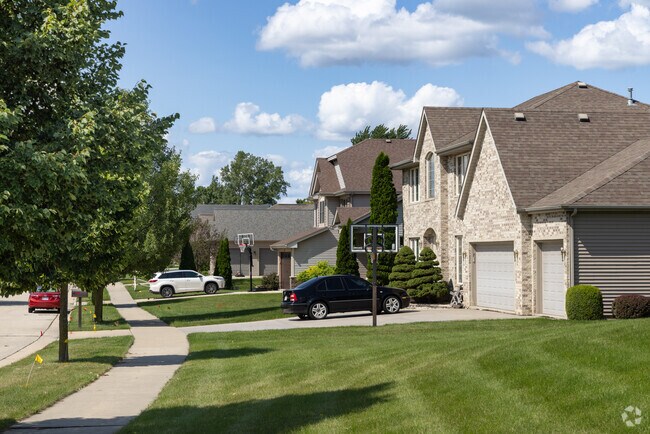 Modern traditional homes are tucked into subdivisions with spacious lots.