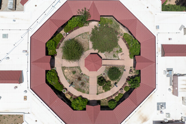 A great courtyard sits in the middle of Ortiz Middle School for students to enjoy.
