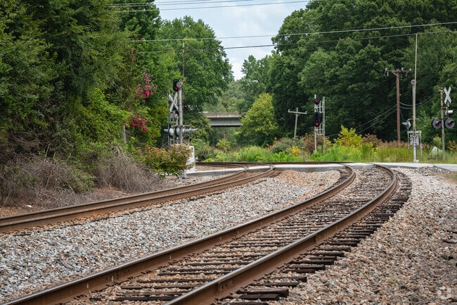 A large historic train track runs through the neighborhood of Roebuck.