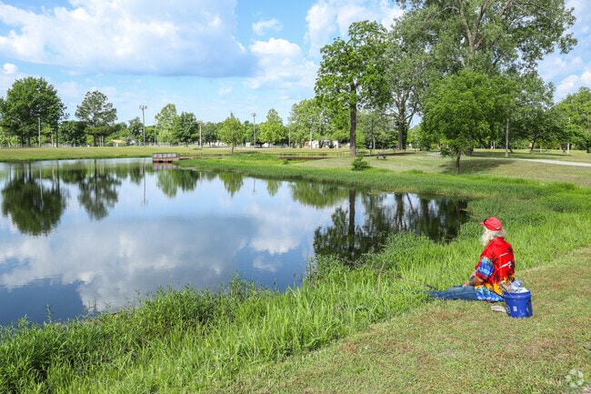 Anglers love the serenity of the fishing pond at Kelly Lane Park.