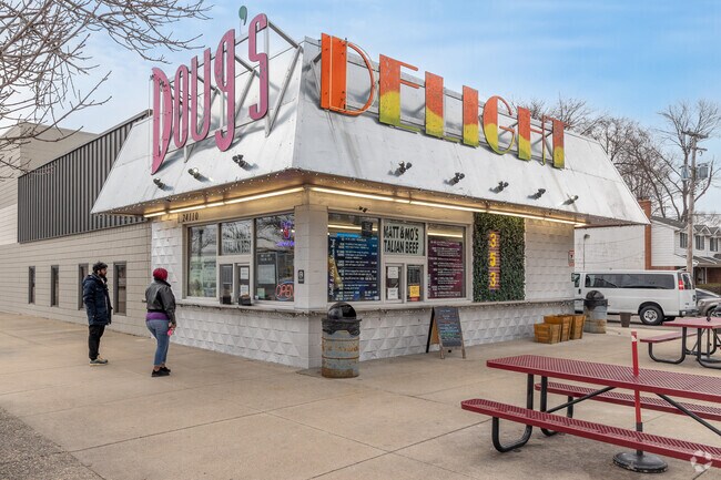 Stop by Doug's Delight for authentic Chicago hot dogs and Italian beef sandwhiches.