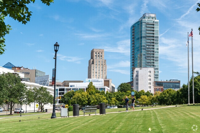 Downtown Durham is about 12 miles southeast of New Hope.