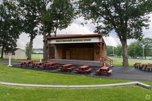 The outdoor theater at Altamont Fairgrounds hosts seasonal shows and performances.