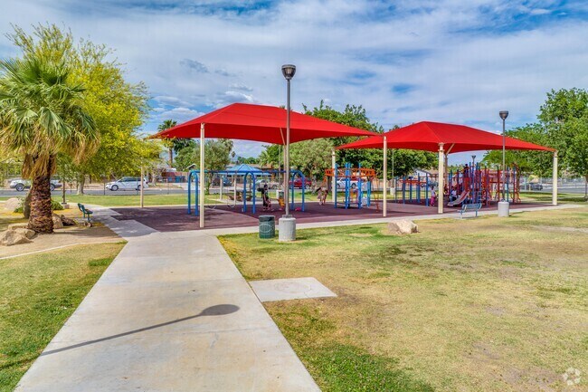 Two playgrounds in Petitti Park, located in the neighborhood of Downtown North Las Vegas.