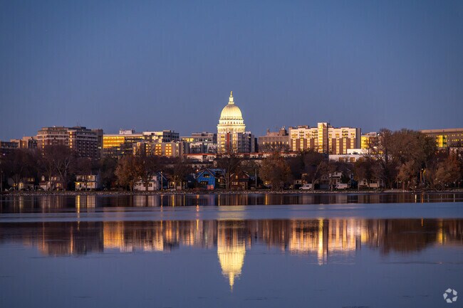 View of the Capitol from the shores of Lake Monona in Madison's Greenbush.