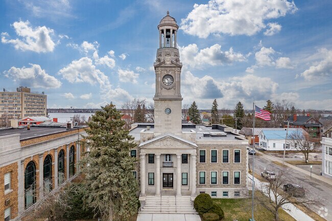 The bell tower on the Ogdensburg town hall is one of the tallest structures in Ogdensburg, and can be seen for miles.