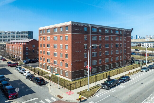 There are a number of brick condo buildings in Chinatown.