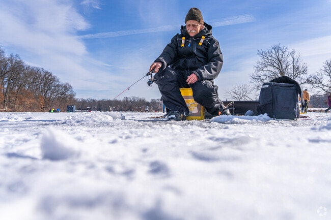 Ice Fishing is a big part of the winter leisure around Knox Indiana.