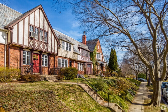 Many homes in Foxhall sit above street level, offering privacy and scenic views.