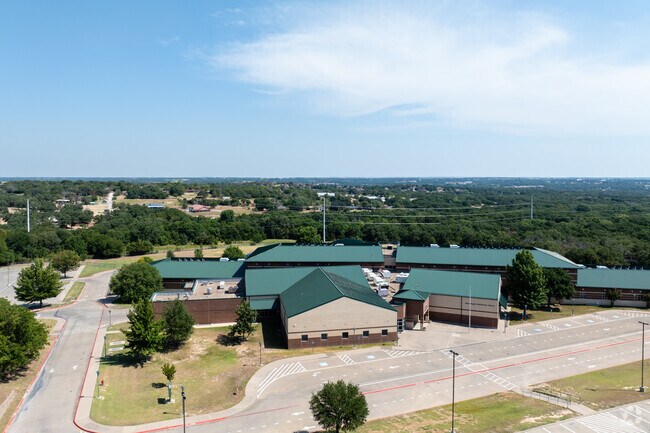 Seguin Elementary showcases its sprawling campus, surrounded by lush greenery and open space.