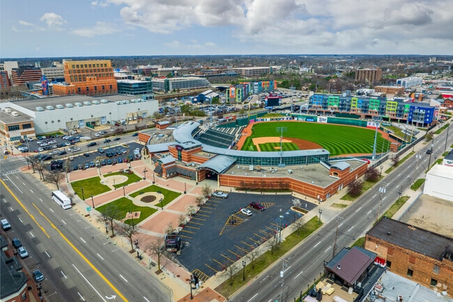 The Stadium District is named for Jackson Field home to Lansing's Minor League baseball team.