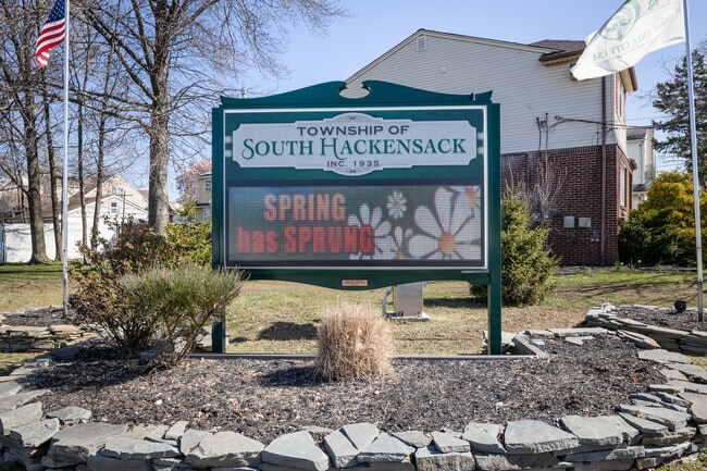 Welcome sign greets visitors entering South Hackensack.