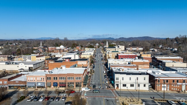The Blue Ridge Mountains are a beautiful backdrop to the city of Lenoir.