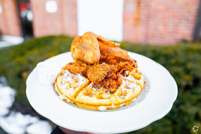 Enjoy some chicken and waffles at Ms. Lizzie's Kitchen in Mount Hope.