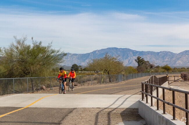 The Catalina Mountains backdrop the scenic Santa Cruz River Shared-Use Path in Marana.