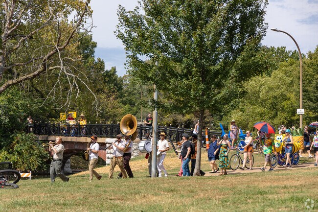 The SoSTL Music & Arts Festival is kicked off by a New Orleans style marching band parade.