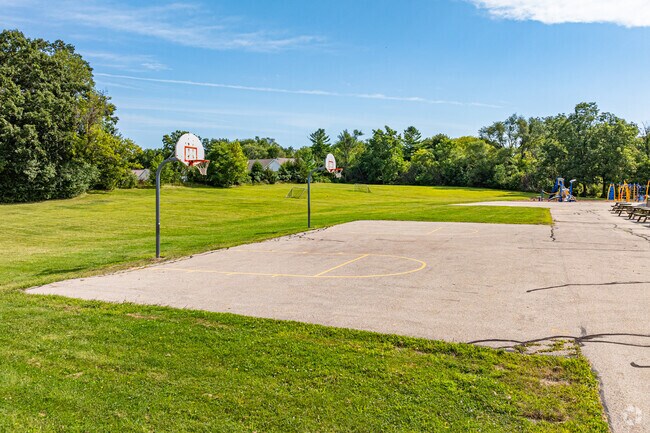 A basketball court is ready for PE class at Winkler Elementary School in the Bohners Lake area.