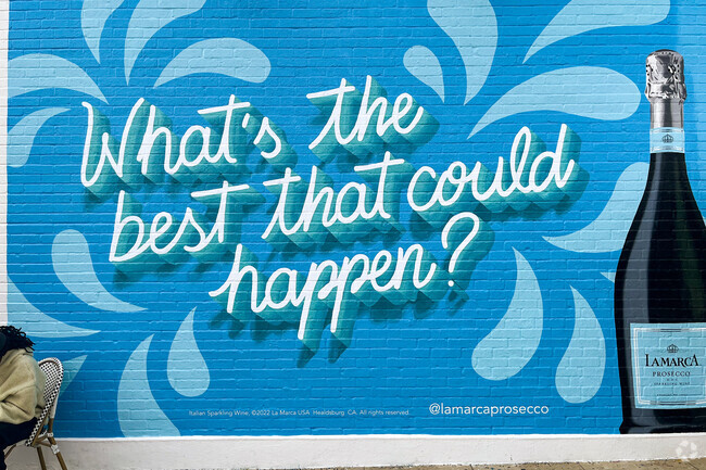 Artistic murals adorn buildings throughout the Beverly Grove neighborhood.