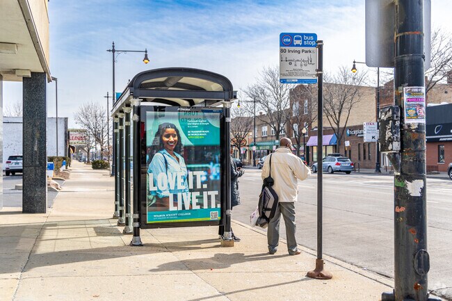 Schorsch Village commuters can hop on the CTA bus on Irving Park Rd.