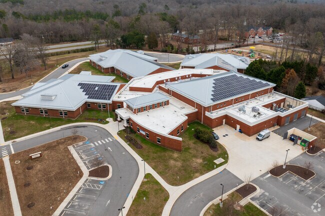 An aerial view of Enon Elementary School.