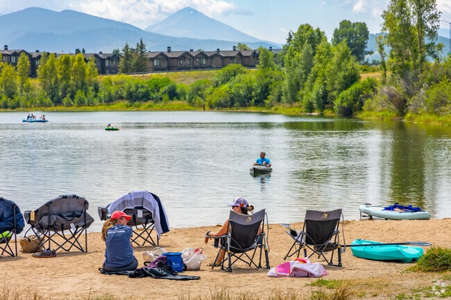 Relax on the beach or take a dip in the water at North Pond Park in Silverthorne.